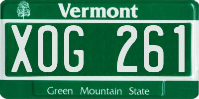 VT license plate XOG261