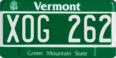 VT license plate XOG262
