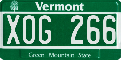 VT license plate XOG266