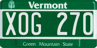 VT license plate XOG270