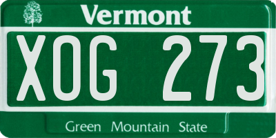 VT license plate XOG273