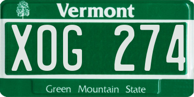 VT license plate XOG274