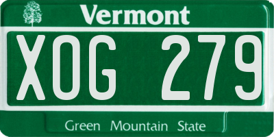 VT license plate XOG279