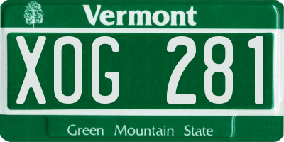 VT license plate XOG281