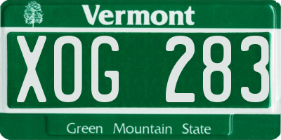 VT license plate XOG283