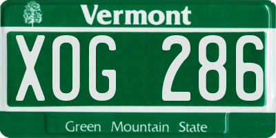 VT license plate XOG286