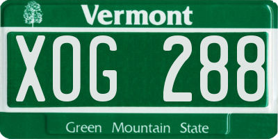 VT license plate XOG288