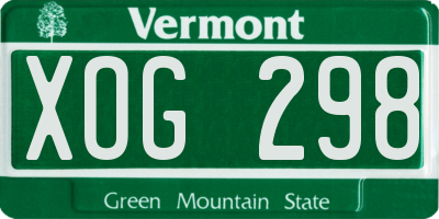 VT license plate XOG298