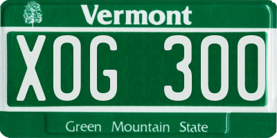 VT license plate XOG300