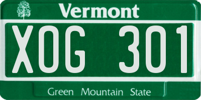 VT license plate XOG301