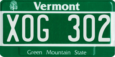 VT license plate XOG302