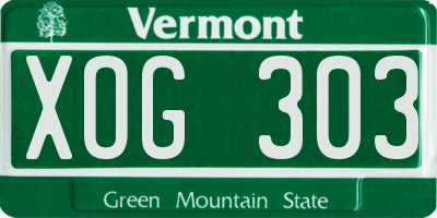 VT license plate XOG303
