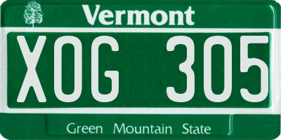 VT license plate XOG305