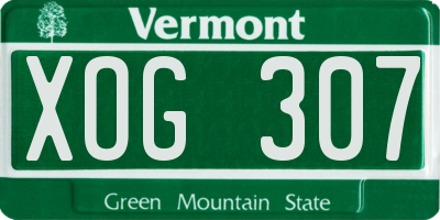 VT license plate XOG307