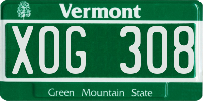 VT license plate XOG308