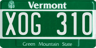 VT license plate XOG310
