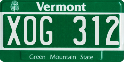 VT license plate XOG312