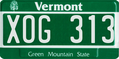 VT license plate XOG313