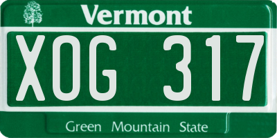 VT license plate XOG317
