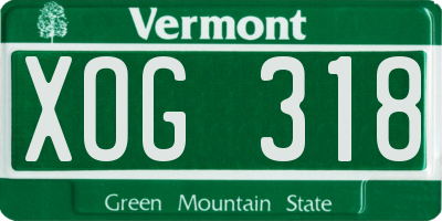 VT license plate XOG318