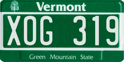 VT license plate XOG319