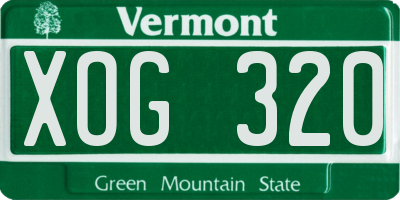 VT license plate XOG320
