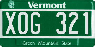VT license plate XOG321
