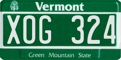 VT license plate XOG324