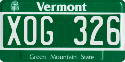 VT license plate XOG326