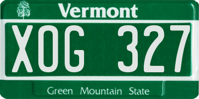 VT license plate XOG327