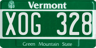 VT license plate XOG328