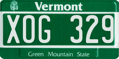 VT license plate XOG329