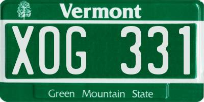 VT license plate XOG331
