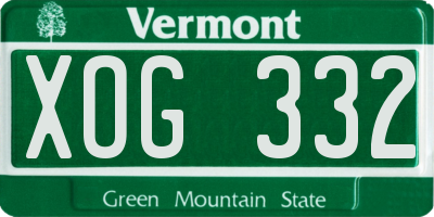 VT license plate XOG332