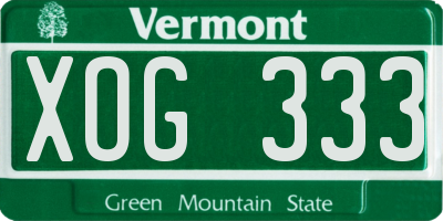 VT license plate XOG333