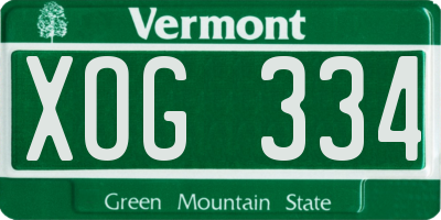 VT license plate XOG334