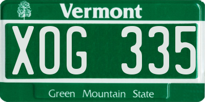 VT license plate XOG335