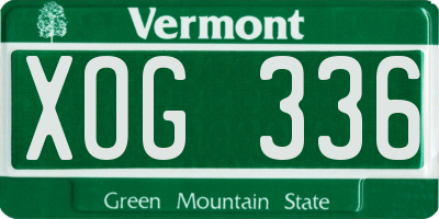 VT license plate XOG336