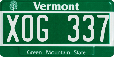 VT license plate XOG337