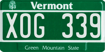 VT license plate XOG339