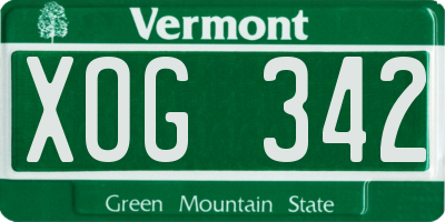 VT license plate XOG342