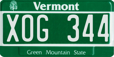 VT license plate XOG344