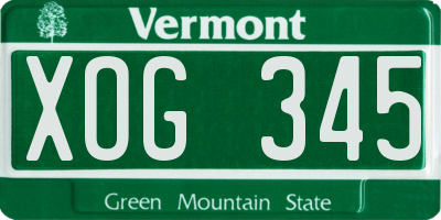 VT license plate XOG345