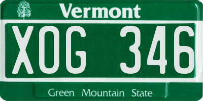 VT license plate XOG346