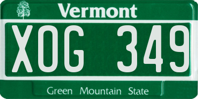 VT license plate XOG349