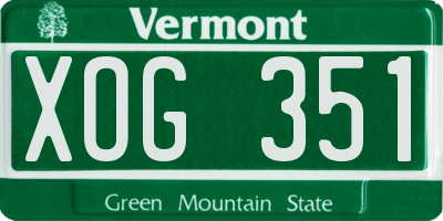 VT license plate XOG351
