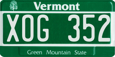 VT license plate XOG352