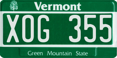 VT license plate XOG355