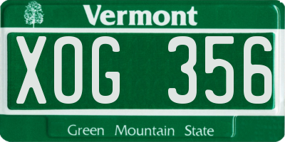 VT license plate XOG356