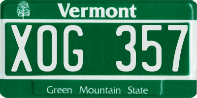 VT license plate XOG357